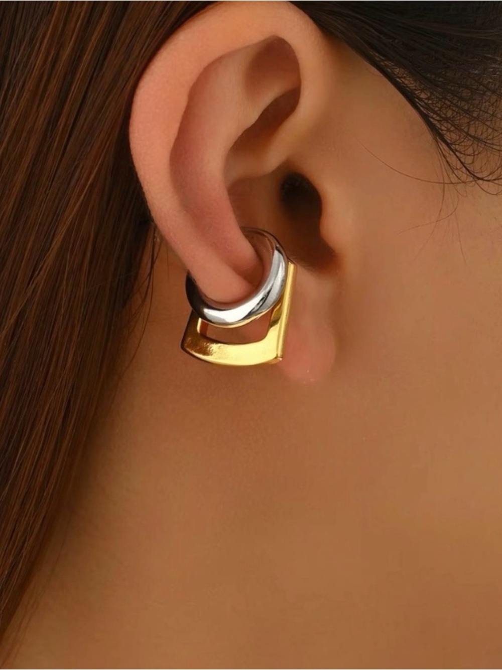 Tina Mini Ear Cuff Earring 2 Two Tone Mixed Metals Demarson STYLE AU29